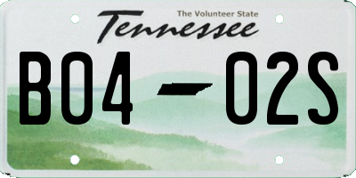 TN license plate B0402S