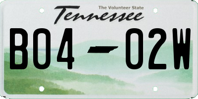 TN license plate B0402W