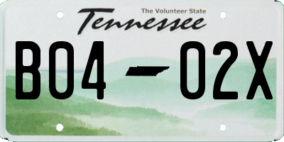 TN license plate B0402X