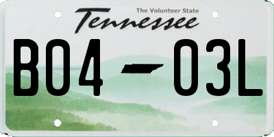 TN license plate B0403L