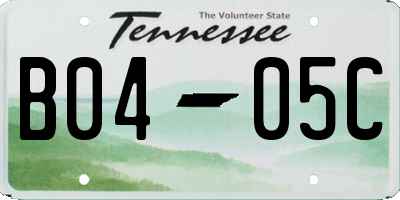 TN license plate B0405C