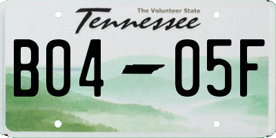 TN license plate B0405F
