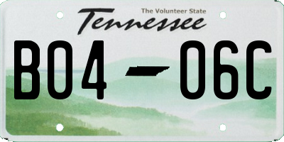 TN license plate B0406C