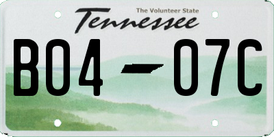 TN license plate B0407C
