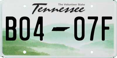 TN license plate B0407F