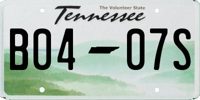 TN license plate B0407S