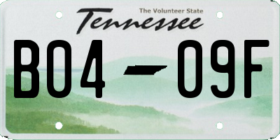 TN license plate B0409F