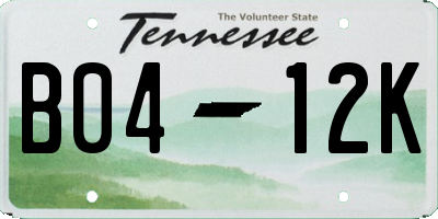 TN license plate B0412K