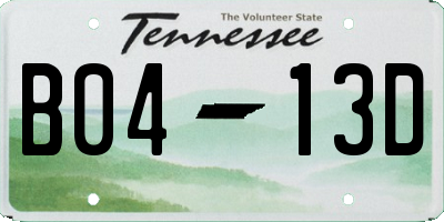 TN license plate B0413D