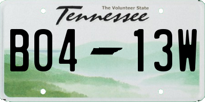 TN license plate B0413W