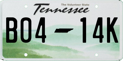 TN license plate B0414K