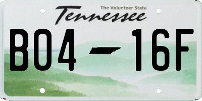 TN license plate B0416F