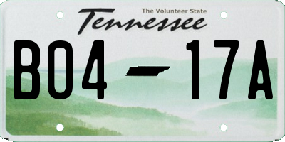 TN license plate B0417A