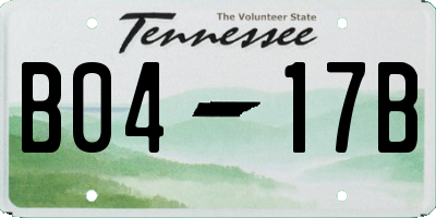 TN license plate B0417B