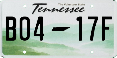 TN license plate B0417F
