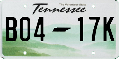 TN license plate B0417K