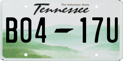 TN license plate B0417U