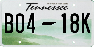 TN license plate B0418K