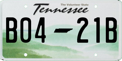 TN license plate B0421B
