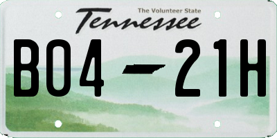 TN license plate B0421H