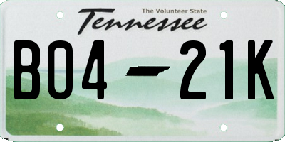 TN license plate B0421K