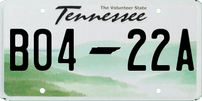 TN license plate B0422A
