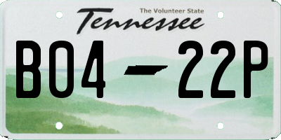 TN license plate B0422P