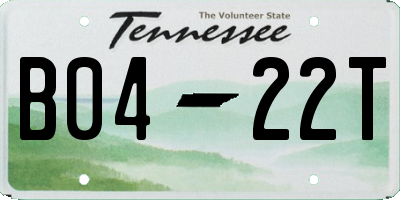 TN license plate B0422T