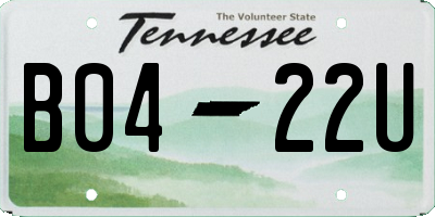 TN license plate B0422U