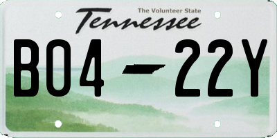 TN license plate B0422Y