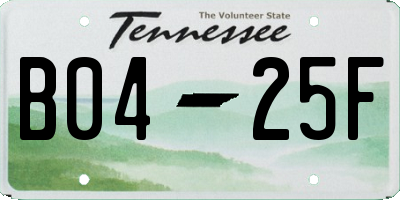 TN license plate B0425F