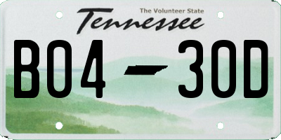 TN license plate B0430D