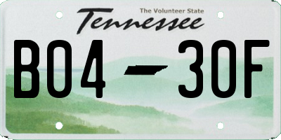 TN license plate B0430F