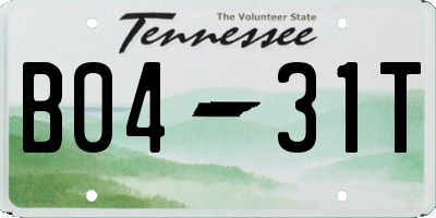 TN license plate B0431T