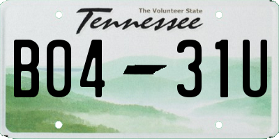TN license plate B0431U