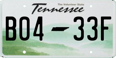 TN license plate B0433F