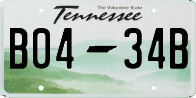 TN license plate B0434B