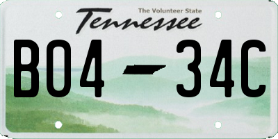 TN license plate B0434C
