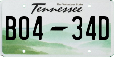 TN license plate B0434D