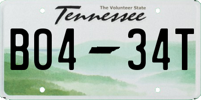 TN license plate B0434T