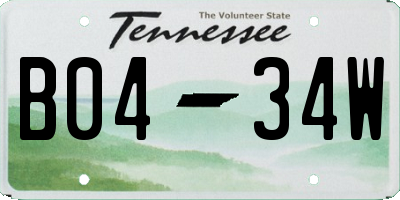 TN license plate B0434W
