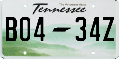 TN license plate B0434Z