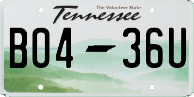 TN license plate B0436U
