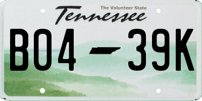 TN license plate B0439K