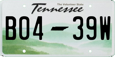 TN license plate B0439W