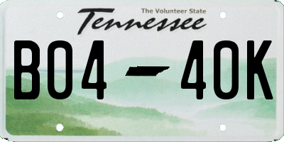 TN license plate B0440K