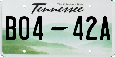 TN license plate B0442A
