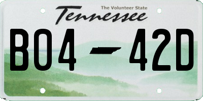 TN license plate B0442D