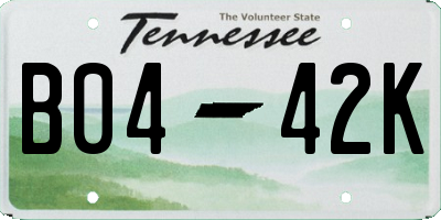 TN license plate B0442K