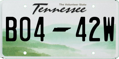 TN license plate B0442W